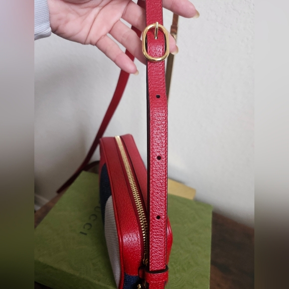 Gucci Canvas Sylvie Stripe Mini Ophidia Crossbody Bag - Picture 13 of 14